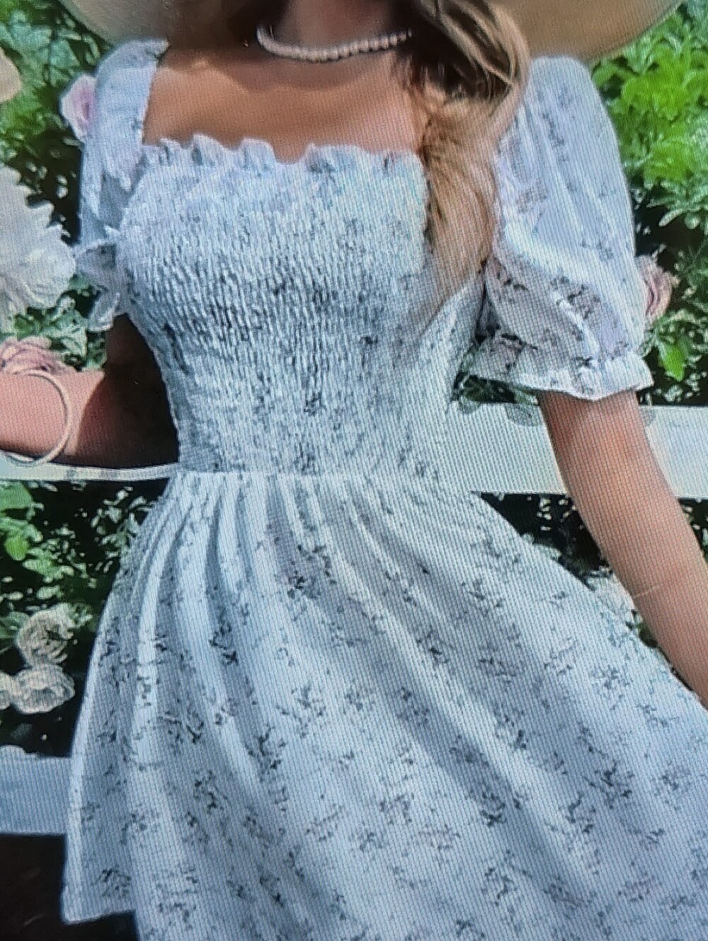 NWOT Altar'd State MilkMaid Smocked CottageCore Cotton Puff Sleeve Roses Dress L